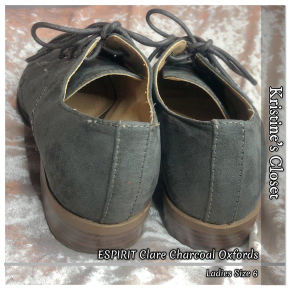 ESPIRIT Clara Charcoal Oxfords - Ladies Size 6 - Picture 3 of 10